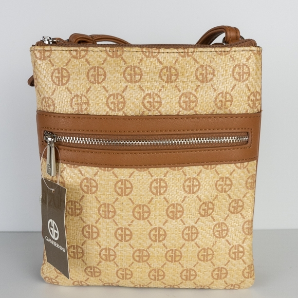 Giani Bernini Triple-Zip Signature Straw Dasher Crossbody -Logo Straw - Picture 3 of 3